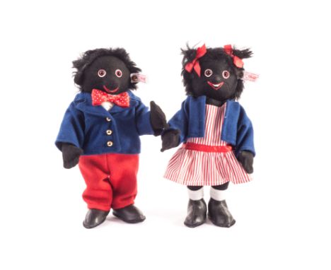 Steiff Limited Edition Golly Girl and Boy, Boy, No.37 of 2000, 2001 - 10 1/2in (26.5cm) high; and Girl, No.508 of 1500, 2003
