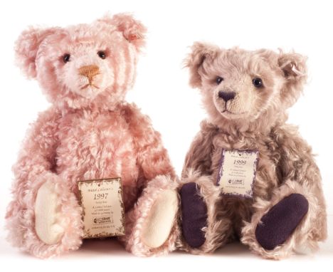 Two Steiff Limited Edition British Collector’s Teddy Bears: one rose, 558 of 3000; and one grey, 145 of 3000, 1999, in origin