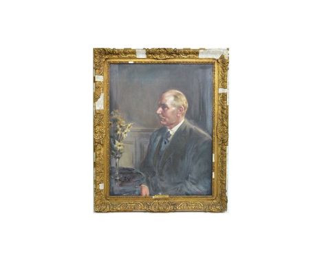 19th Century British SchoolPortrait of Charles Thomas Milburn (1855-1922); three-quarter length, seated before a vase of lili