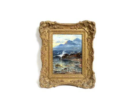 George Blackie Sticks (1843-1936)"Rough Sea off the Scottish Coast",signed and indistinctly dated,oil on panel,19 x 13.5cms, 