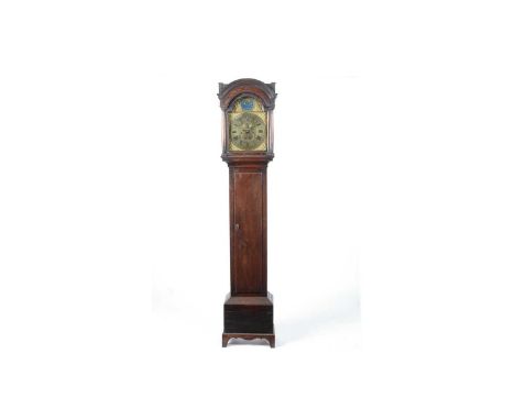 A 19th Century oak longcase clock signed Thomas Fudge, Froom, the brass dial with roman chapter ring, urn and foliate spandre