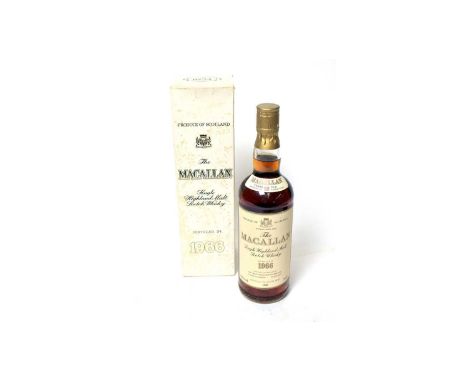 The Macallan Single Highland Malt Scotch Whisky, one bottle, distilled in 1966 bottled in 1985, 18 years old matured in sherr