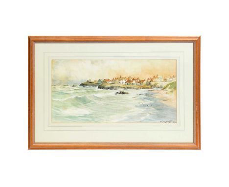 Thomas Swift Hutton(1860-1935)Cullercoats Gazing Towards the Watch House,signed and dated 1919,watercolour,27.5 x 54cms, in f