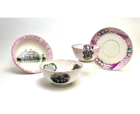 A Sunderland lustre basin printed and painted with 'The Great Eastern Steam-ship', within moulded pink lustre borders, 30.5cm