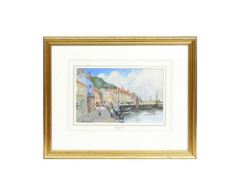 Thomas Swift Hutton (1865-1935)"Whitby",signed, titled to the mount,watercolour,22 x 34cms, in frame.