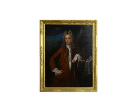 Manner of Sir Godfrey Kneller(18th Century British School)"Andrew Branfill 1700-1750", three-quarter-length portrait,titled,o