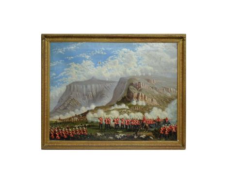 19th Century BritishThe British Expedition to Abyssinia,oil on canvas,70 x 90cms, in frame.Notes:Partial manuscript note on t