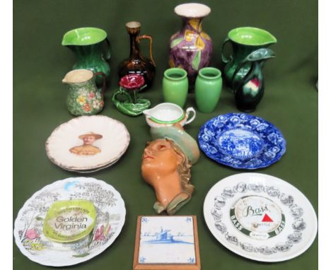 Sundry ceramics Inc. Delft tile, Baden-Powell plate, vases, jugs, etc

all used and unchecked mostly appears reasonable 