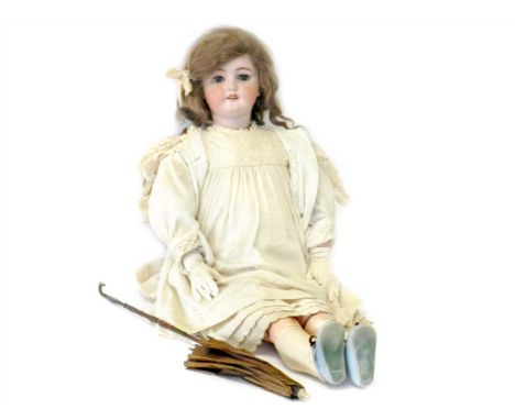 Large Simon &amp; Halbig bisque doll, German, circa 1900, impressed “Simon &amp; Halbig S&amp;H 15”, weighted blue eyes, open