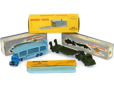 Dinky 982 Bedford Pullmore Car Transporter complete with blue and white striped box and correct 794 Loading Ramp in carded sl