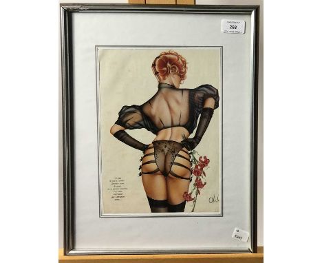 Three French erotic art prints, various sizes (3)