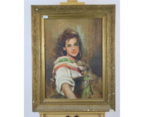 G. Giovanetti, Portrait of a gypsy lady, signed lower left, oil on canvas, 69 x 49cm