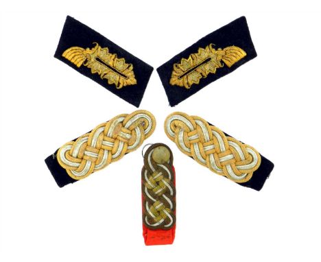 A set of German Reichsbahnschutz Beamte Ab Vizepräsiden collar tabs and pair of General Equivalents shoulderboards, each moun