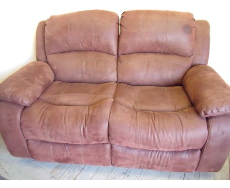Harveys faux brown leathe two seat reclining sofa (width 165cm)