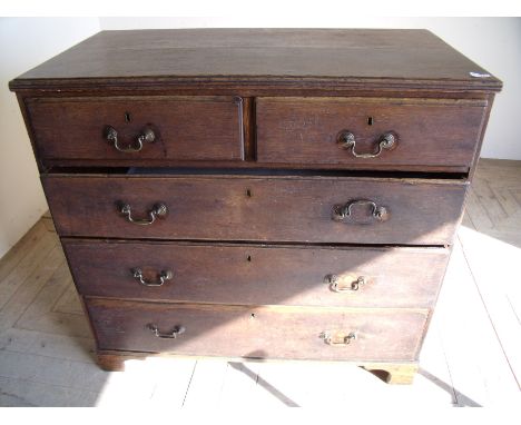 19th C oak chest of two short above three long drawers on raised bracket feet (98cm x 52cm x 93cm)