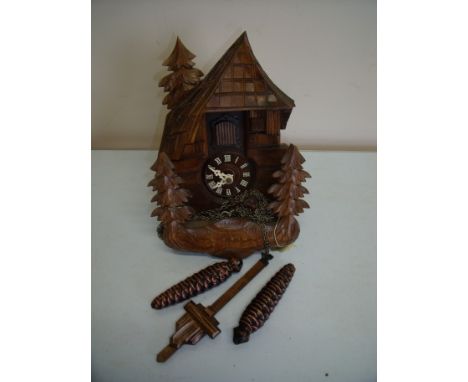 Small wall mounted double weighted cuckoo clock