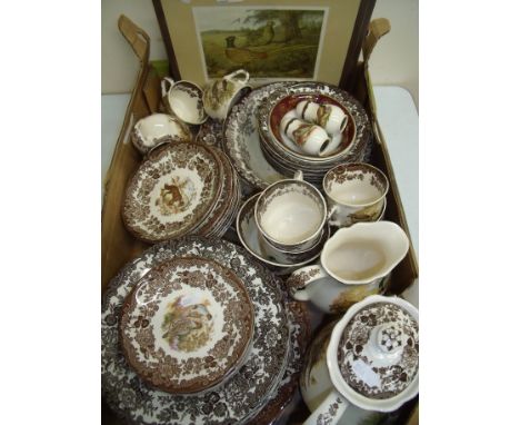 Extremely large selection of Palissy Royal Worcester Group Game Series part dinner service including placemats, cups, bowls, 