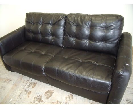 Contemporary black faux leather two seat bed sofa (width 180cm)