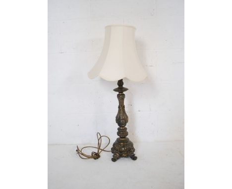 An ecclesiastical style electric table lamp - total height 82cm 