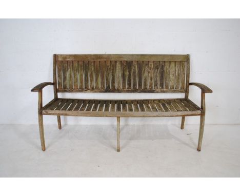 A 'Danish Scancraft Design' weathered wooden garden bench - length 172cm