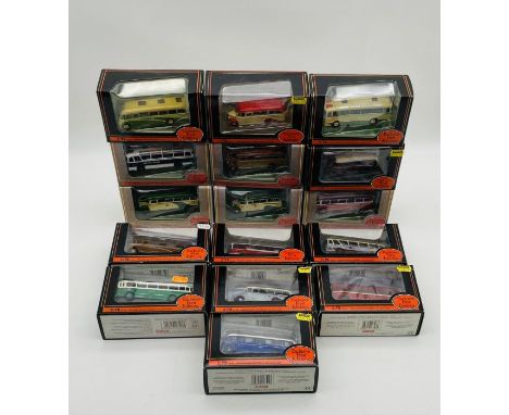 A collection of sixteen boxed Gilbow Exclusive First Editions die-cast buses/coaches including Bedford OB Premier Watford Coa