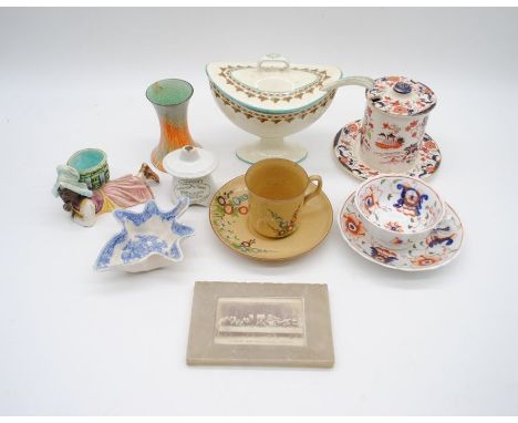 A quantity of various ceramics including a small Shelley vase, Goss cup and saucer etc.