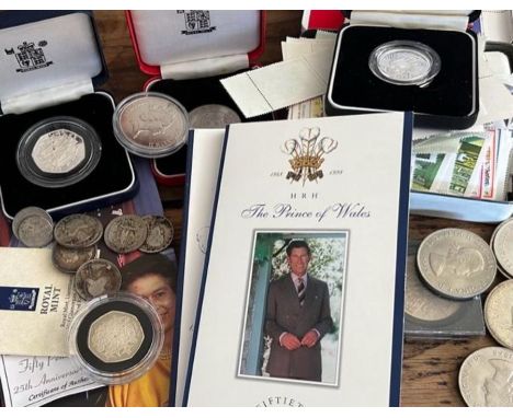 A large quantity of coins, Crowns, some silver and others.&nbsp;