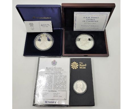 An Elizabeth II Guernsey 2013 "H.R.H. Prince George of Cambridge 22nd July 2013" silver proof ten pounds (5oz.) commemorative