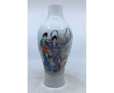 A Chinese Qianlong vase, height 31cm.Condition note: hole for lamp conversion near base, filled, otherwise in good overall co