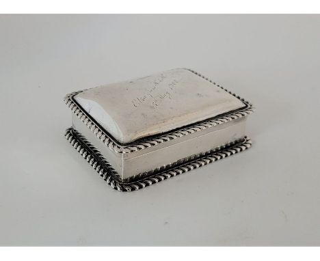 A Victorian rectangular silver box, by Stokes &amp; Ireland Ltd, London 1899, having gadrooned rims, 8.4cm x 6.5cm x 3cm. (11