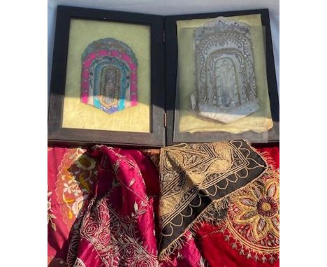 Chinese and Islamic interest textiles inc Chinese silver fragment