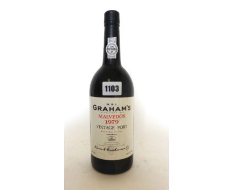 A bottle of W&J Graham's Malvedos 1979 Vintage Port bottled in 1981, 20% 75cl (ullage into neck)