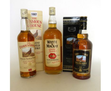 3 various bottles of Whisky, 1x The Famous Grouse Gold Reserve 12yr old with box 40% 70cl, 1x The Famous Grouse Scotch with b