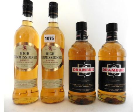 4 bottles, 2x Drambuie Scotch Liqueur 40% 70cl & 2x High Commissioner blended Scotch Whisky 40% 70cl
