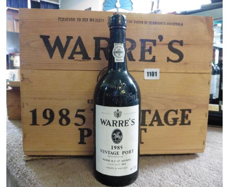 A part case of 5 bottles of Warre's 1985 Vintage Port bottled in 1987 with own wooden case 75cl each 