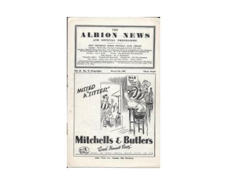1952-53 WEST BROMWICH ALBION RESERVES V EVERTON RESERVES
Couple of slight indentations &amp; some light rusting on staples
&n