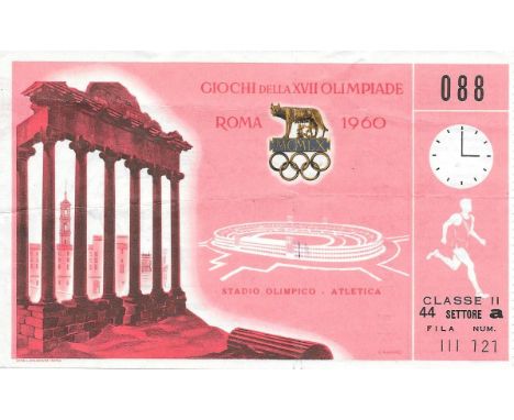 1960 OLYMPIC GAMES ORIGINAL TICKET
Very slight fold