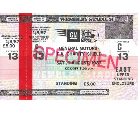 1987 CHARITY SHIELD COVENTRY CITY V EVERTON RARE PRINTERS SPECIMEN TICKET
Done for the FA approval before printing