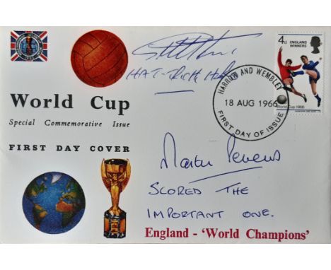 ENGLAND 1966 WORLD CUP POSTAL COVER AUTOGRAPHED BY GEOFF HURST &amp; MARTIN PETERS
England 1966 World Cup Commemorative FDC b