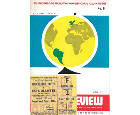 1968 MANCHESTER UNITED V ESTUDIANTES PROGRAMME &amp; TICKET
Both in good condition