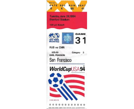 1994 WORLD CUP RUSSIA V CAMEROON TICKET
Slight fold