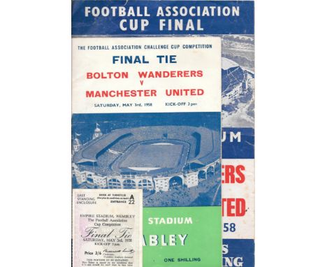 1958 FA CUP FINAL BOLTON V MANCHESTER UNITED PROGRAMME, TICKET &amp; SONG SHEET&nbsp;
Programme &amp; ticket in good conditio