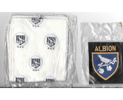 VINTAGE WEST BROMWICH ALBION SILK SCARF &amp; BLAZER BADGE
Both in original packets
