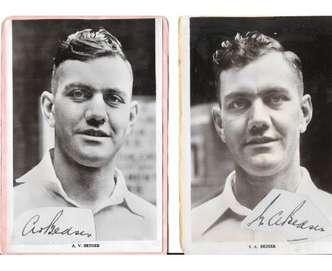CRICKET BEDSER BROTHERS AUTOGRAPHED PHOTOS
Removed from vintage autograph book, on the reverse pages are the signatures of Cy