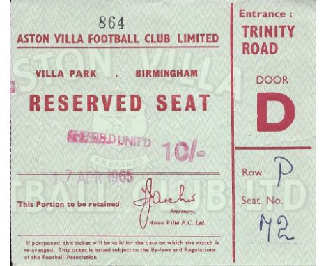 1964-65 ASTON VILLA V SHEFFIELD UNITED TICKET&nbsp;
Folds