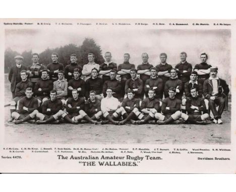 RUGBY UNION ORIGINAL VINTAGE AUSTRALIA THE WALLABIES POST CARD
Unused &amp; in good condition