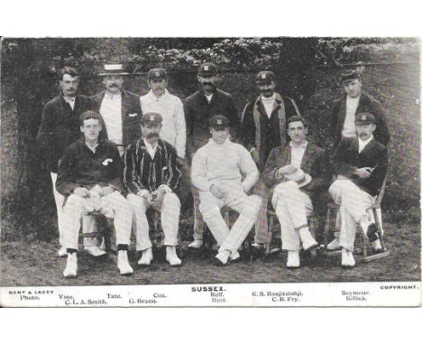 CRICKET - ORIGINAL VINTAGE POSTCARD OF THE SUSSEX TEAM
Used and franked 1904
Good condition for age