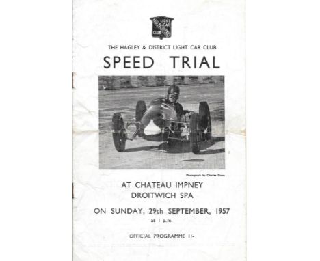 MOTORSPORT 1957 HAGLEY &amp; DISTRICT LIGHT CAR SPEED TRIALS
Held at the Chateau Impney
Folds
