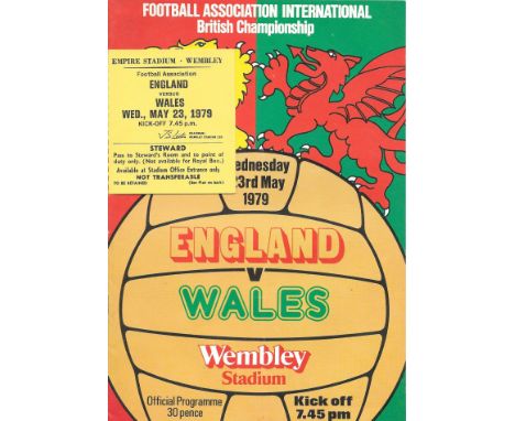 1979 ENGLAND V WALES PROGRAMME &amp; RARE STEWARDS TICKET
Both good condition