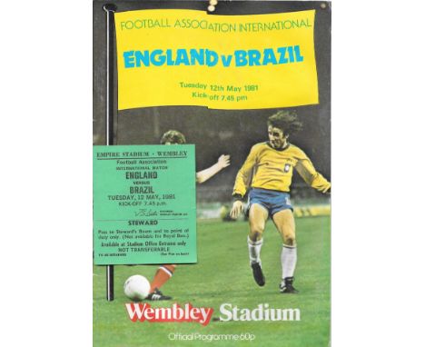 1981 ENGLAND V BRAIL PROGRAMME &amp; RARE STEWARDS TICKET
Both good condition